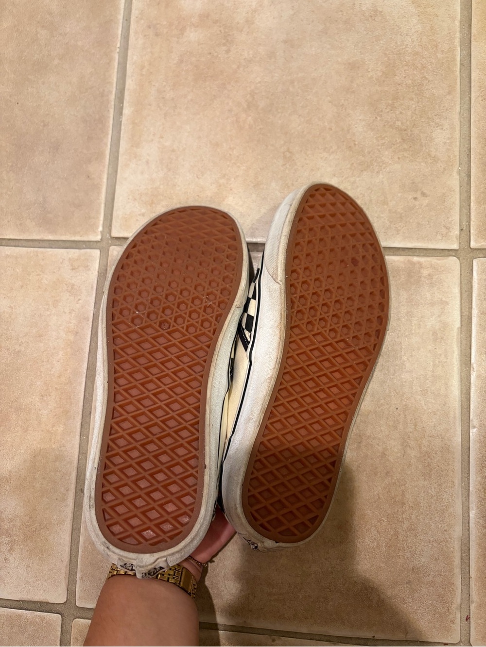 Vans womensCheckerboard Slip-On Sneakers - Black & Cream - Picture 4 of 5